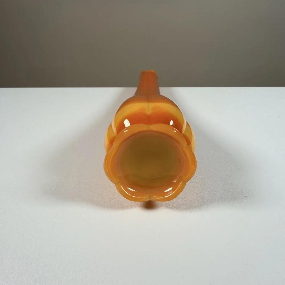Vintage L.E. Smith Bittersweet Orange Swung Glass Vase 12